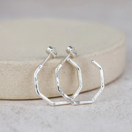 Echoes of Cornwall Silver Everyday Octagon Earrings – Handcrafted, Understated, Everyday Beautiful - SALVESSA