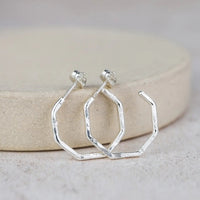 Echoes of Cornwall Silver Everyday Octagon Earrings – Handcrafted, Understated, Everyday Beautiful - SALVESSA