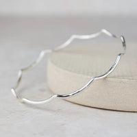 Echoes of Cornwall Silver Geo Wave Bangle – Crafted by Hand, Inspired by Nature - SALVESSA