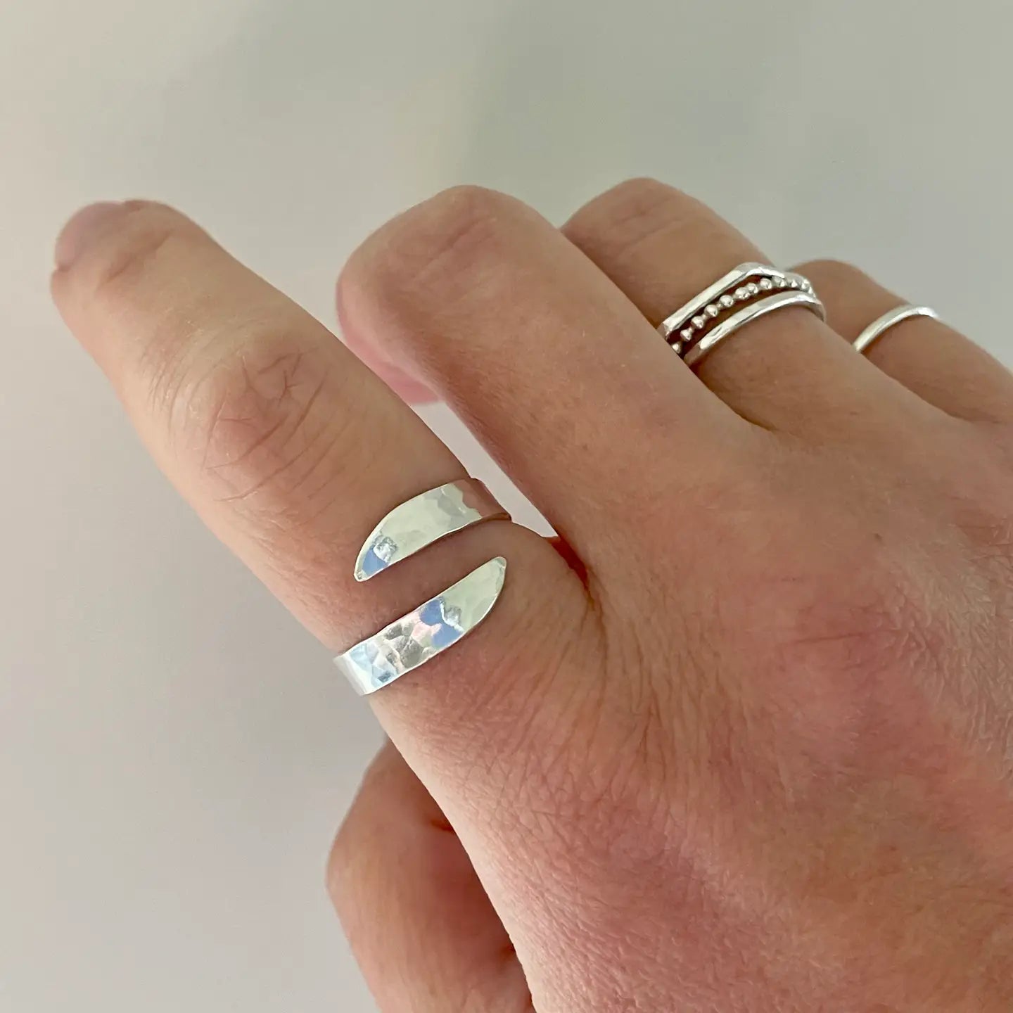 Aqua Vitae Ring - Adjustable Sterling Silver Wave Ring - SALVESSA