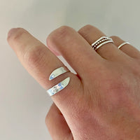 Aqua Vitae Ring - Adjustable Sterling Silver Wave Ring - SALVESSA