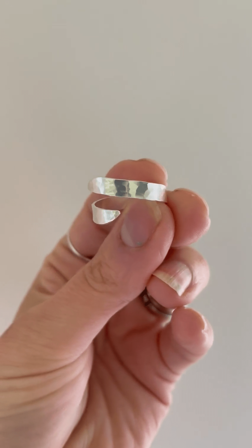 Aqua Vitae Ring - Adjustable Sterling Silver Wave Ring - SALVESSA