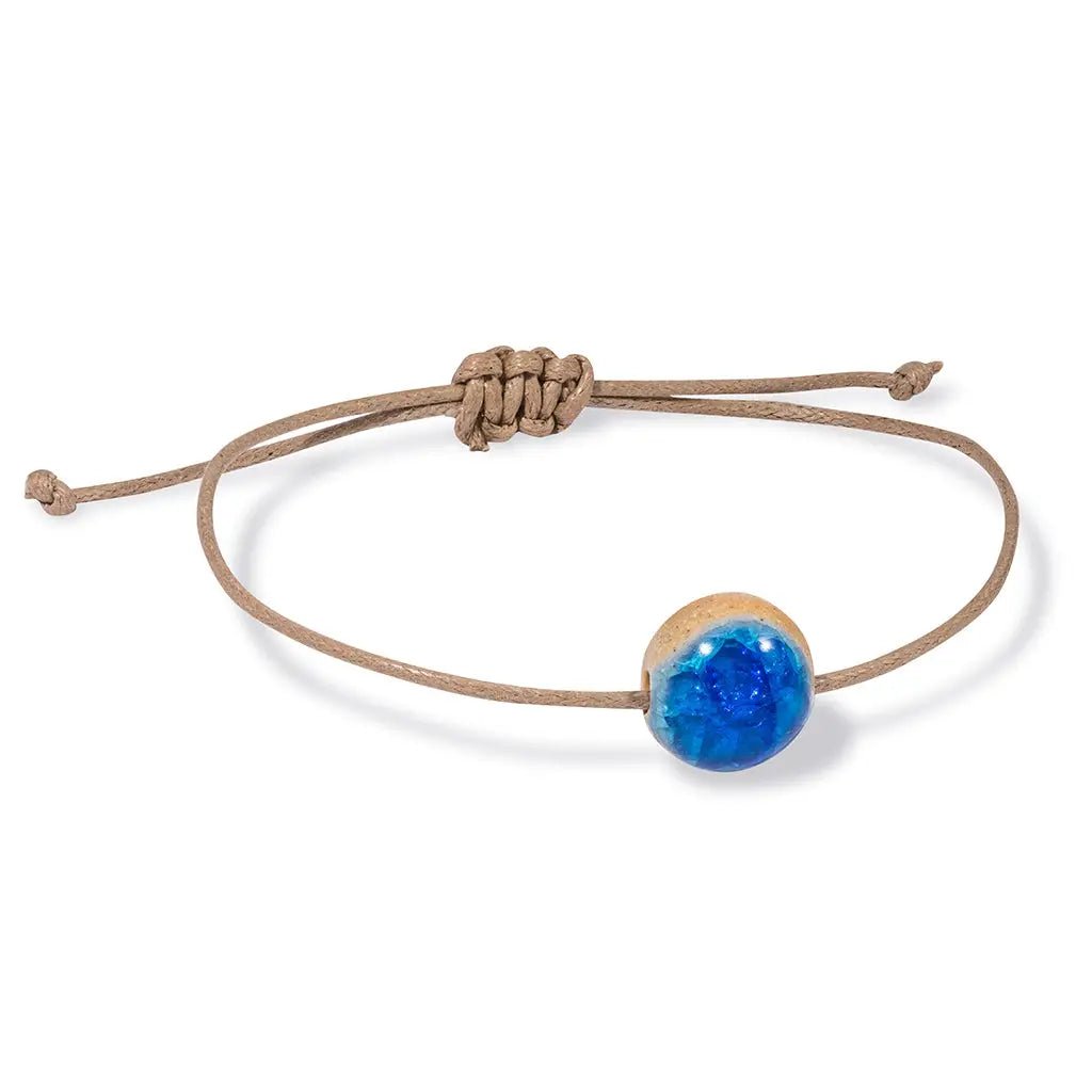 Blue Sapphire Flow Bracelet – Recycled Glass & Clay Bead Design - SALVESSA