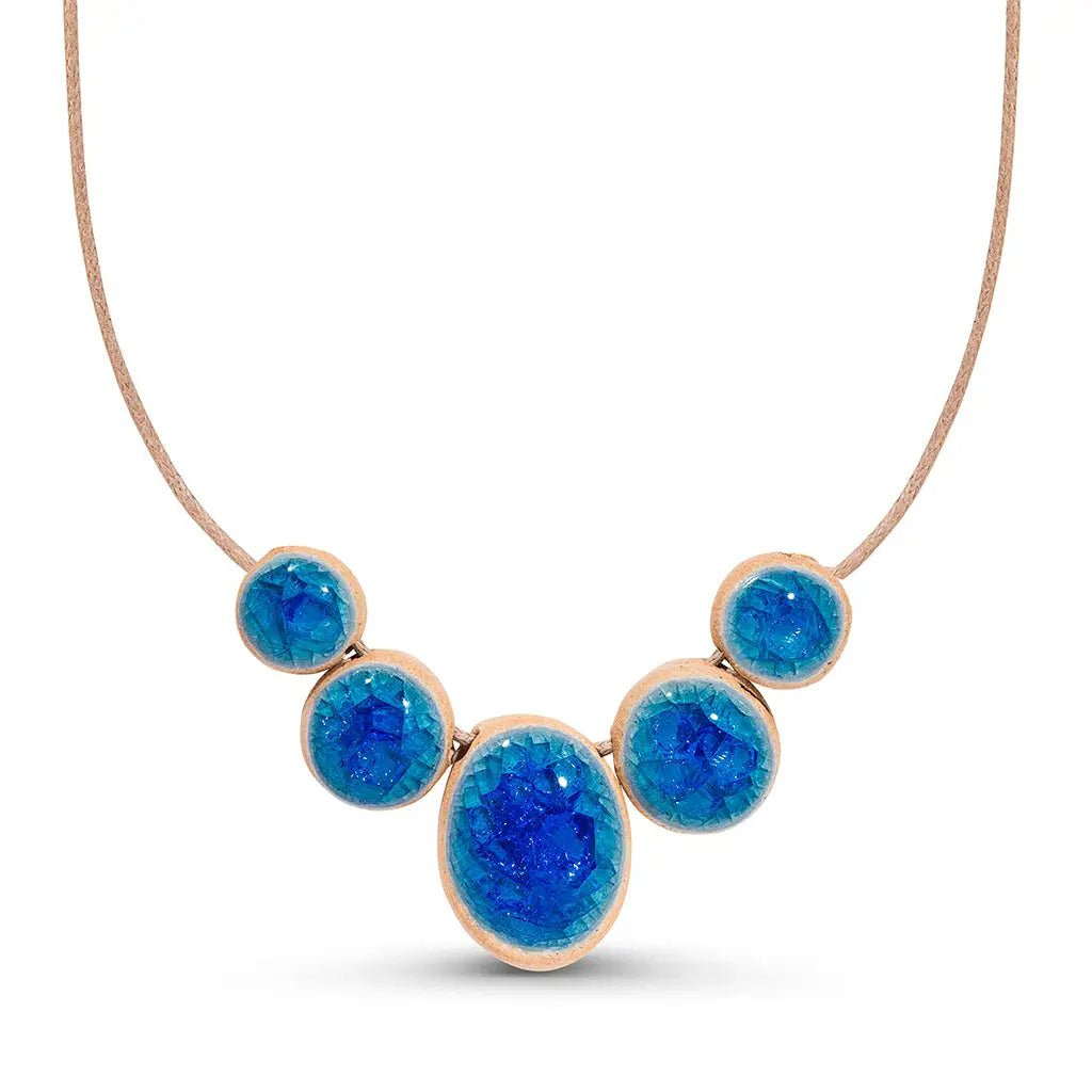 Blue Sapphire Glow Necklace – Recycled Glass Chunky Adjustable - SALVESSA