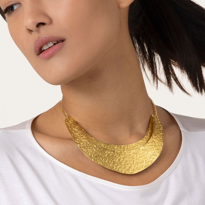 Handcrafted Brass Crescent Necklace - Salvessa