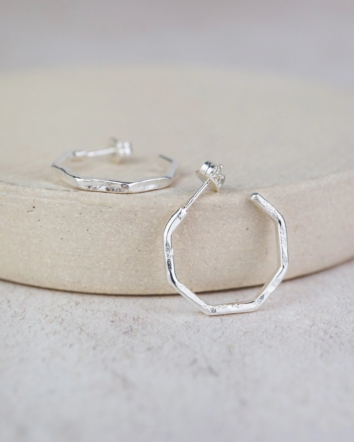 Echoes of Cornwall Silver Everyday Octagon Earrings – Handcrafted, Understated, Everyday Beautiful - SALVESSA