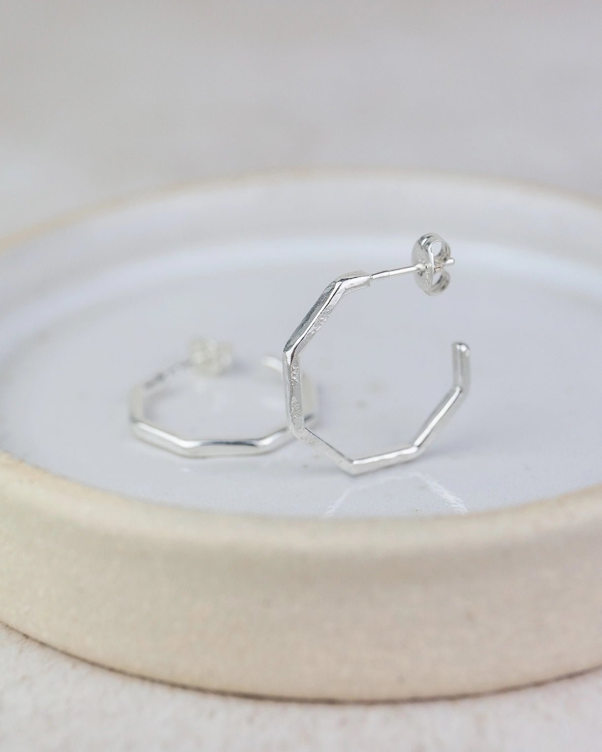 Echoes of Cornwall Silver Everyday Octagon Earrings – Handcrafted, Understated, Everyday Beautiful - SALVESSA