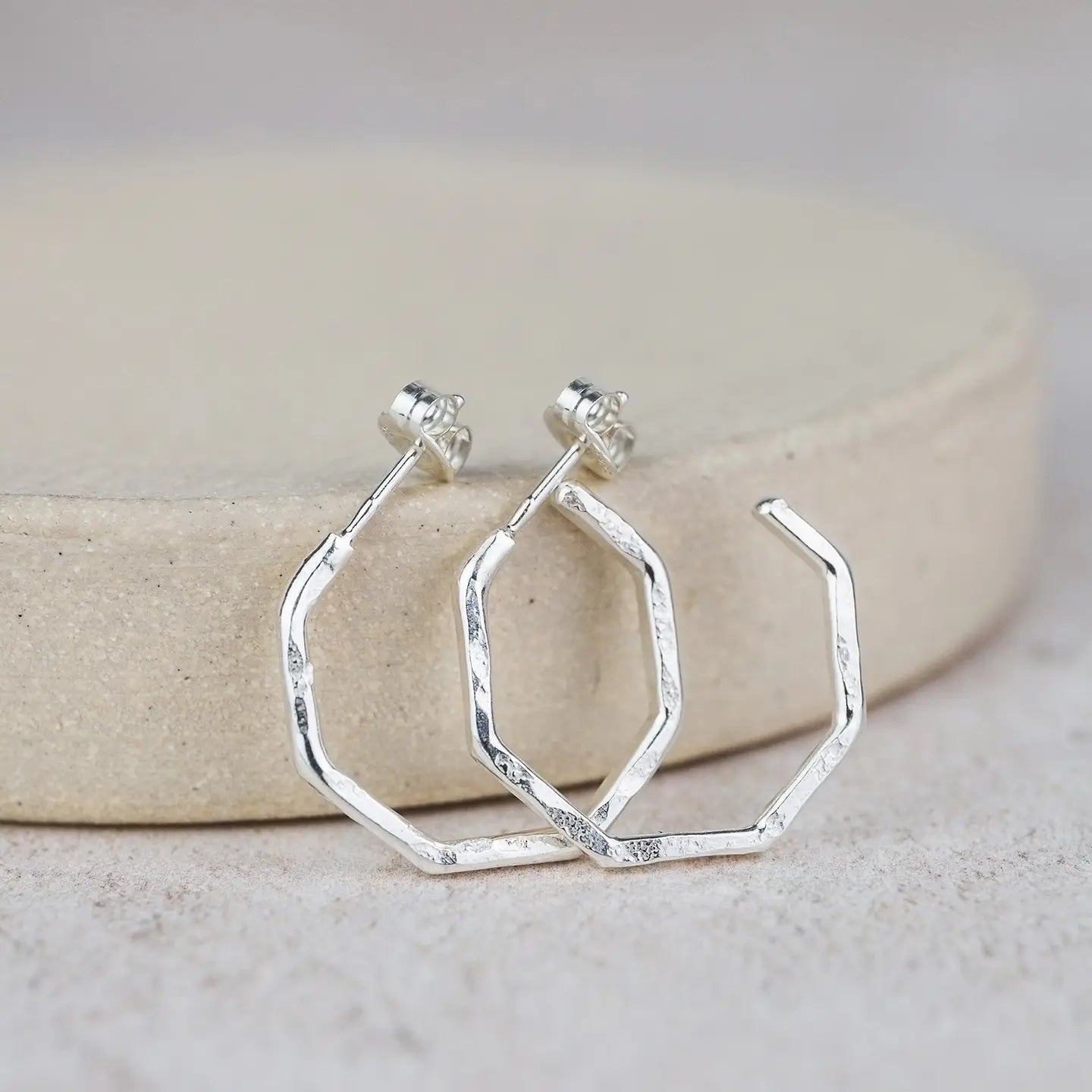 Echoes of Cornwall Silver Everyday Octagon Earrings – Handcrafted, Understated, Everyday Beautiful - SALVESSA