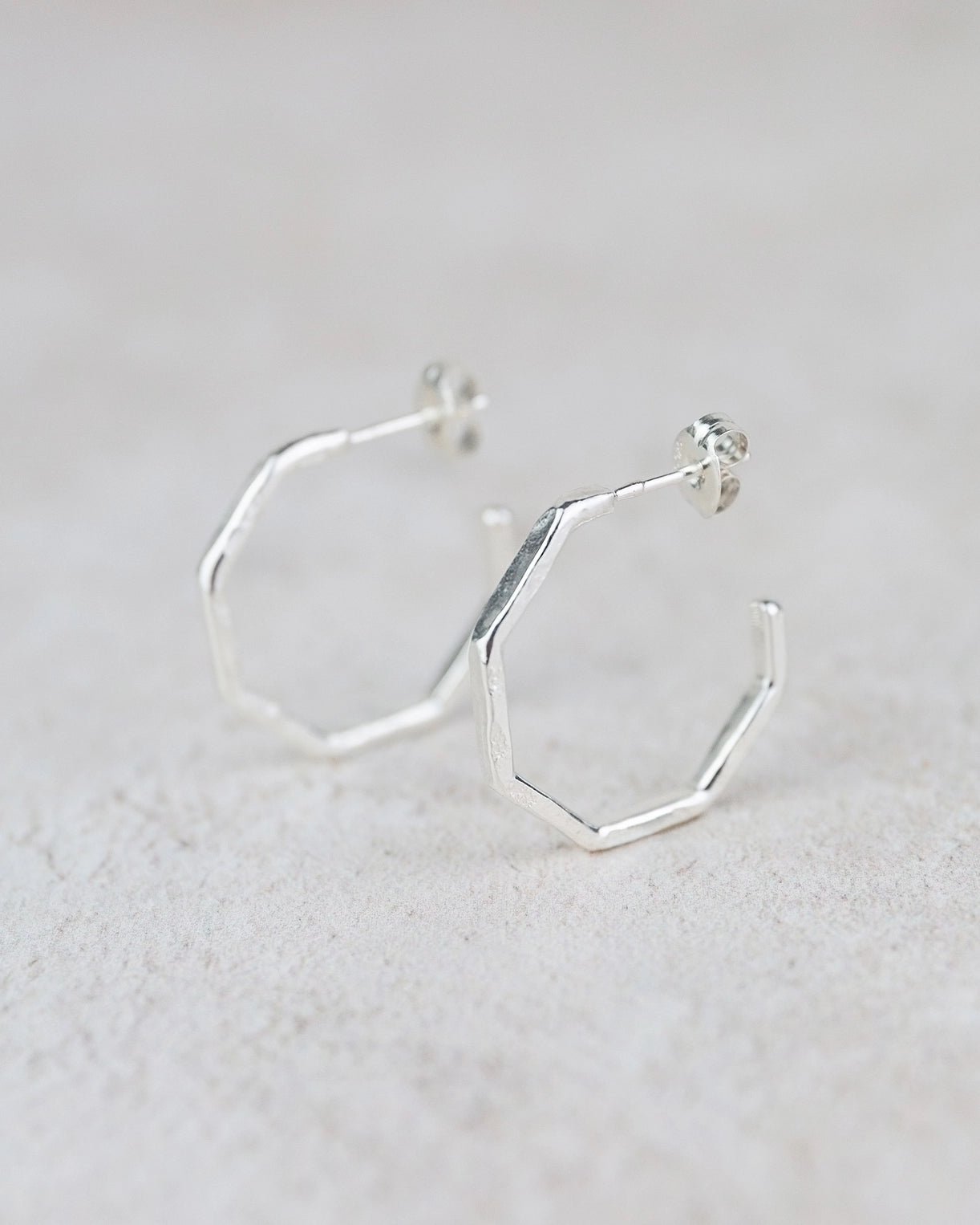 Echoes of Cornwall Silver Everyday Octagon Earrings – Handcrafted, Understated, Everyday Beautiful - SALVESSA