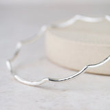 Echoes of Cornwall Silver Geo Wave Bangle – Crafted by Hand, Inspired by Nature - SALVESSA