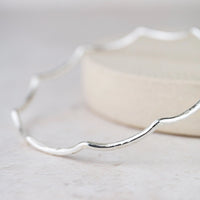 Echoes of Cornwall Silver Geo Wave Bangle – Crafted by Hand, Inspired by Nature - SALVESSA