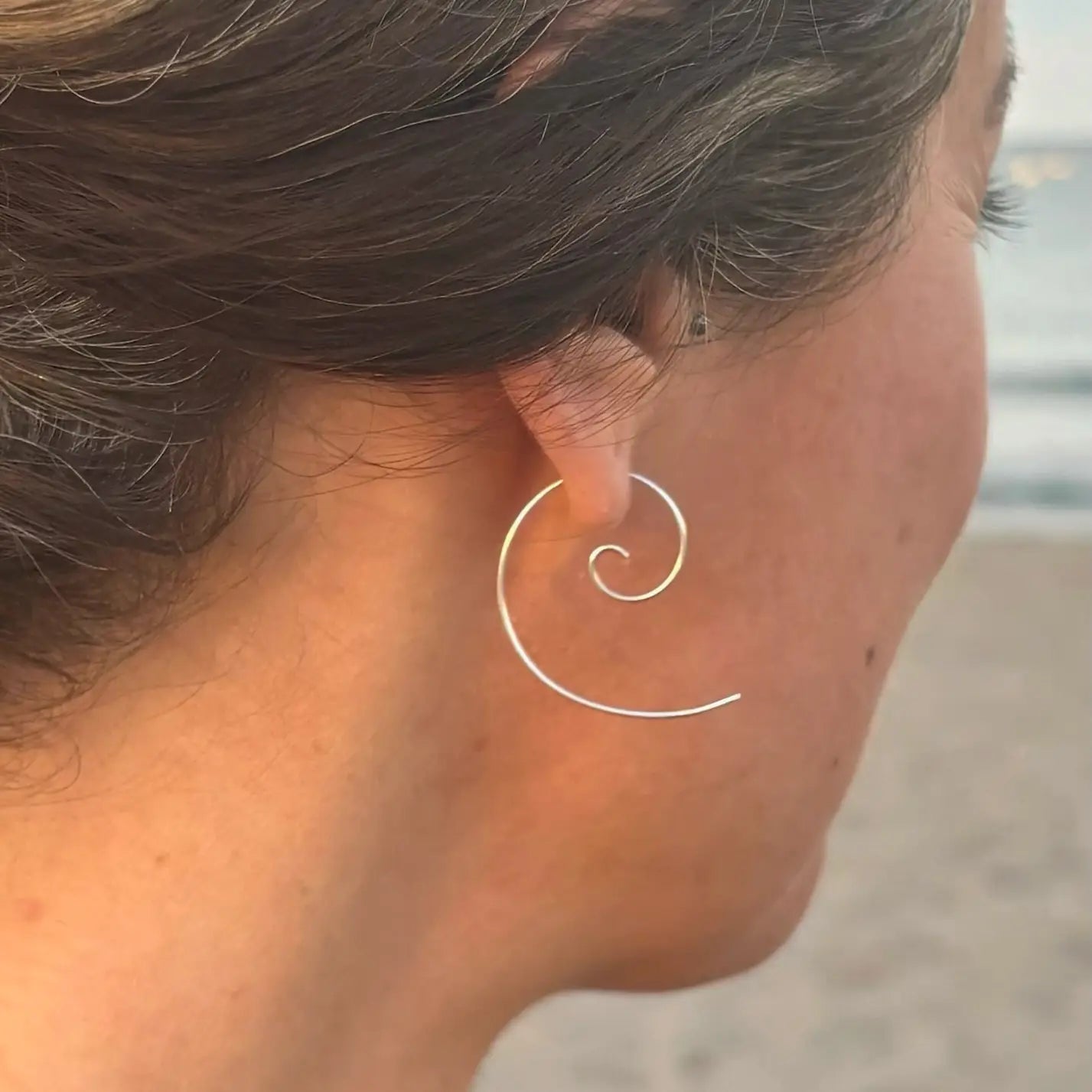Eterna Spiral Hoops – Sterling Silver Threader Earrings - SALVESSA