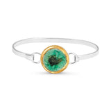 Laguna Verde Bangle – Emerald Glass & Silver - Plated Round Design - SALVESSA