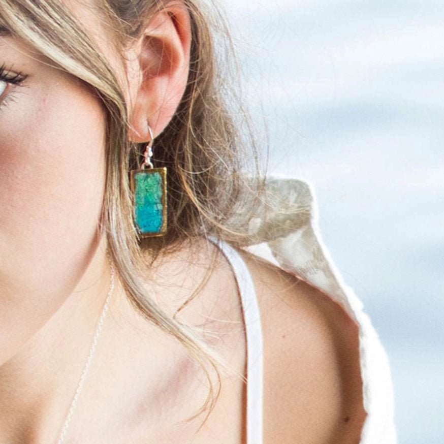 Laguna Verde Earrings – Emerald & Turquoise Gem Drops - SALVESSA