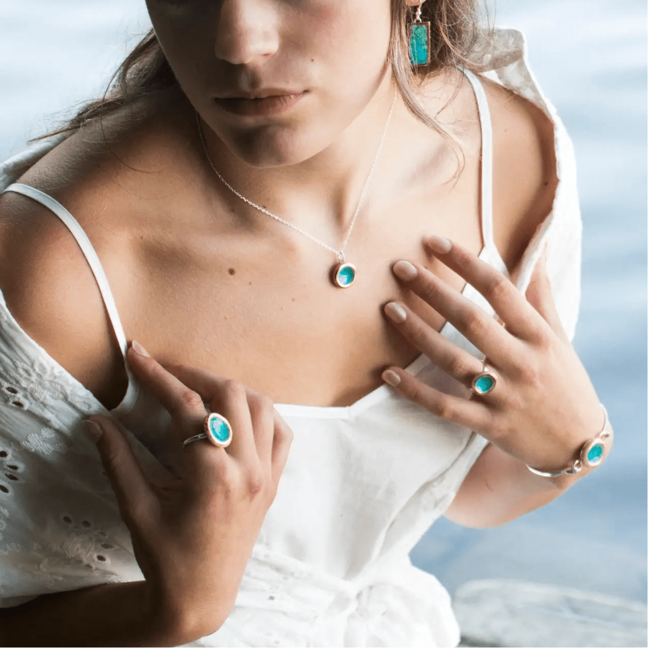 Laguna Verde Earrings – Emerald & Turquoise Gem Drops - SALVESSA