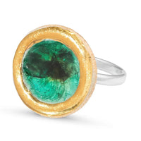 Laguna Verde Ring – Emerald Green Adjustable Round Design - SALVESSA