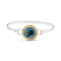 Oceanus Blue Bangle – Handcrafted Round Silver - Plated Statement Jewellery - SALVESSA