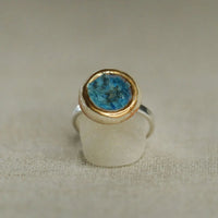 Oceanus Mini Ring – Handcrafted Adjustable Round Blue Glass - SALVESSA