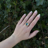 Oceanus Mini Ring – Handcrafted Adjustable Round Blue Glass - SALVESSA