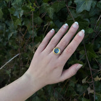 Oceanus Mini Ring – Handcrafted Adjustable Round Blue Glass - SALVESSA