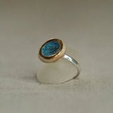 Oceanus Mini Ring – Handcrafted Adjustable Round Blue Glass - SALVESSA