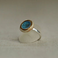 Oceanus Mini Ring – Handcrafted Adjustable Round Blue Glass - SALVESSA
