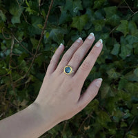 Oceanus Mini Ring – Handcrafted Adjustable Round Blue Glass - SALVESSA