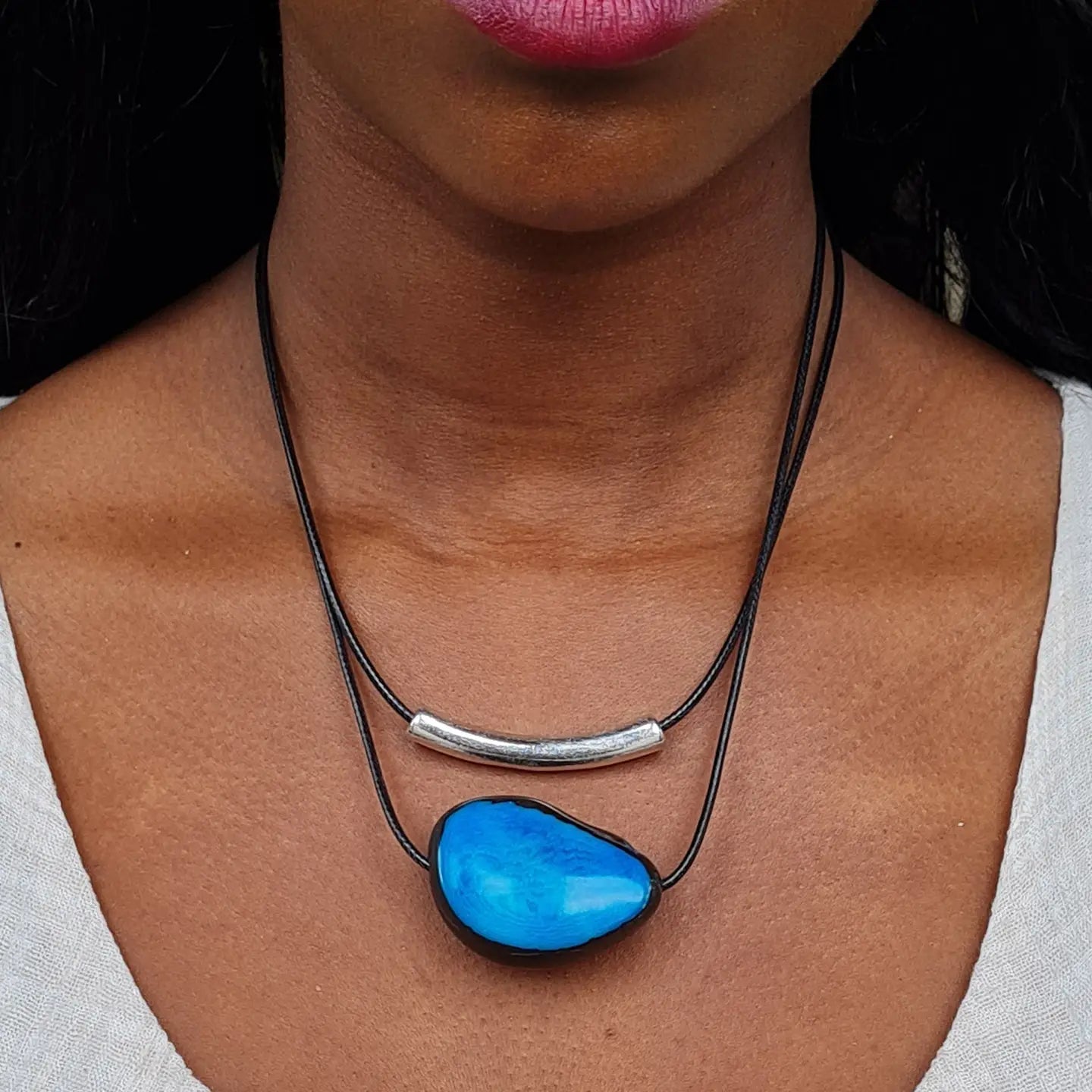 Tula Statement Necklace - Elegant Blue, Artful, Alive - SALVESSA