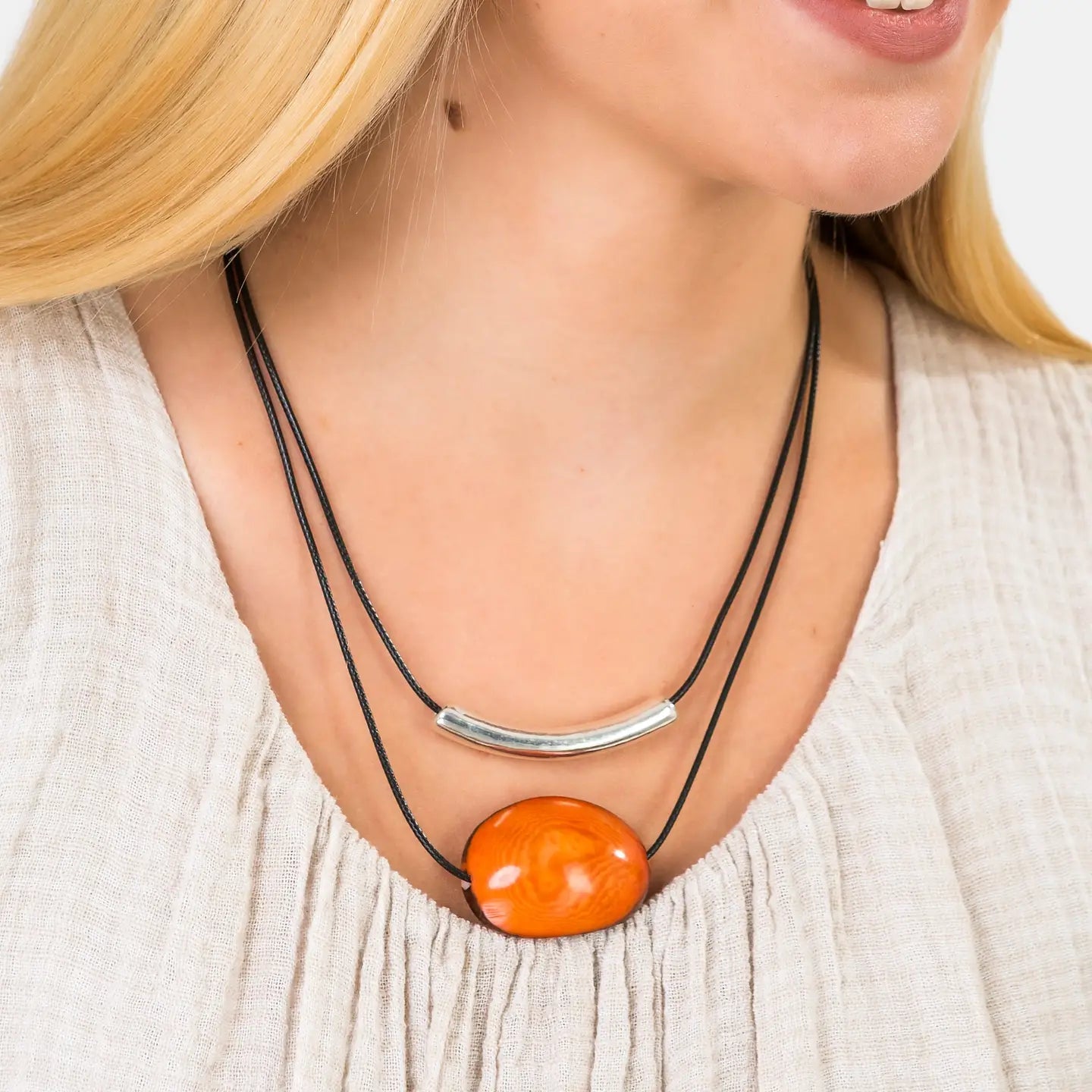 Tula Statement Necklace - Elegant Orange, Artful, Alive - SALVESSA